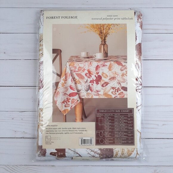 Fall Fabric Tablecloth 60x104 Autumn Leaves Forest Foliage - Picture 2 of 2